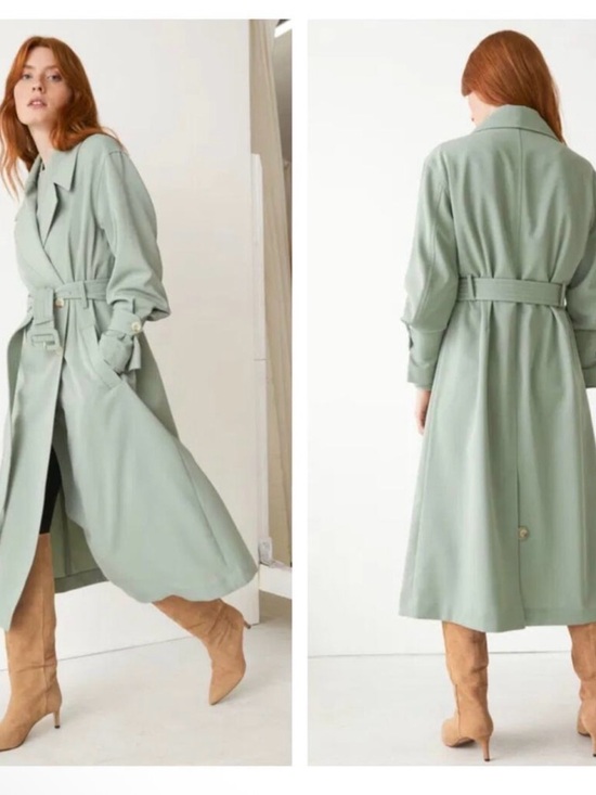 & Other Stories Jackets & Blazers - & Other Stories Mint Green Trench Coat